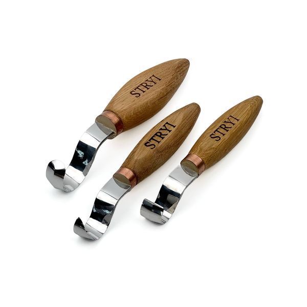 Spoon carving knife set 20, 25 and 35 mm STRYI Profi  3 pcs