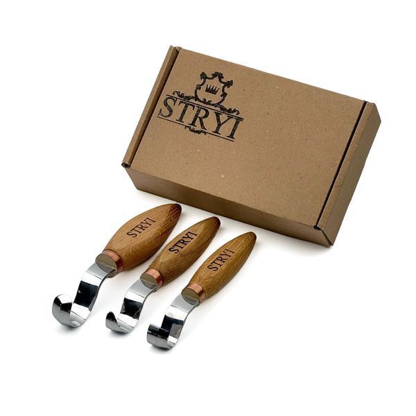 Spoon carving knife set 20, 25 and 35 mm STRYI Profi  3 pcs