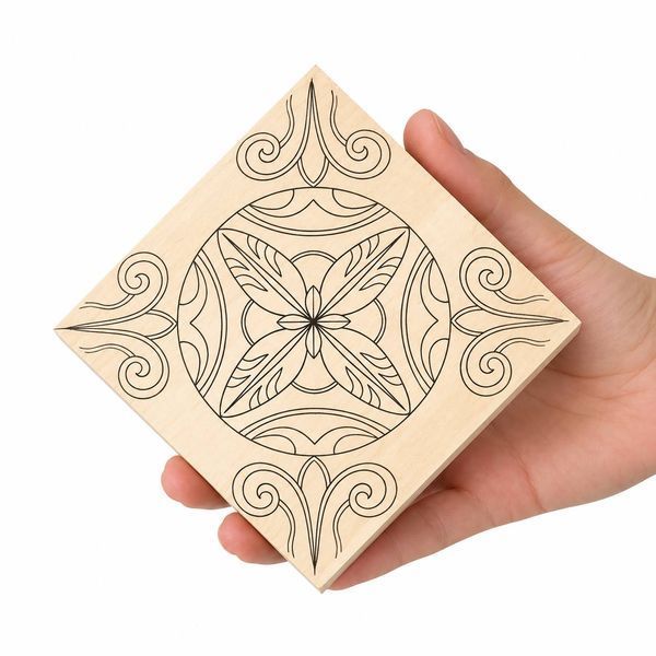 Basswood practice board STRYI with a pattern 100&times;100&times;20 mm