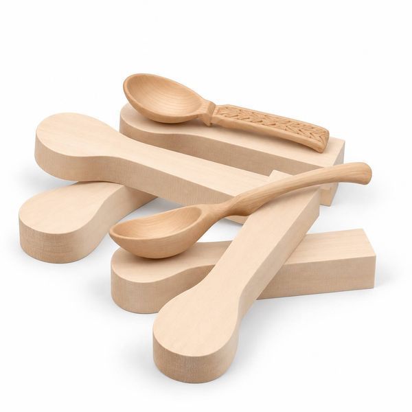 Basswood spoon blanks 5 pcs STRYI for carving 215&times;60&times;30 mm