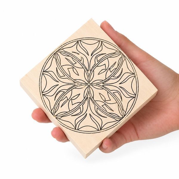 Basswood practice board STRYI with a pattern, 100&times;100&times;20 mm