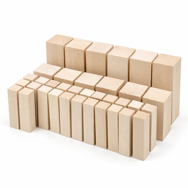 Maximum Wood Carving Block Set 2.5&times;2.5&times;10 cm + 5&times;5&times;10 cm + 5&times;5&times;15 cm (36 pcs)