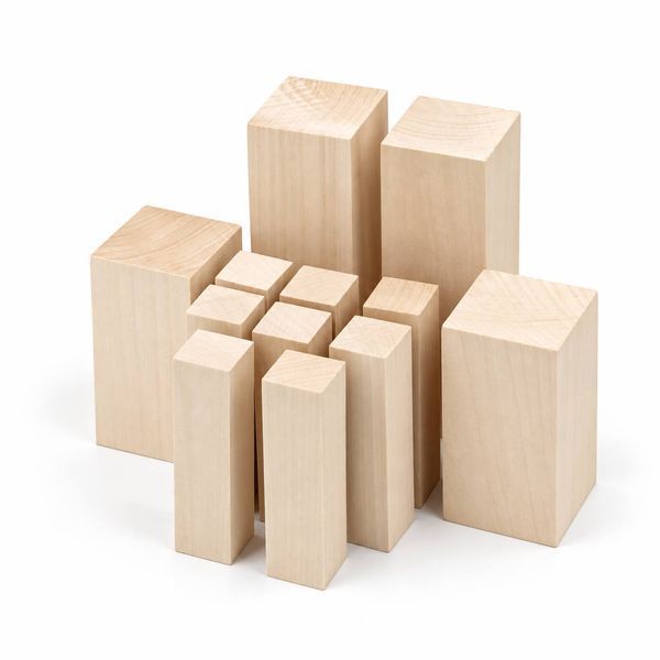 Optimal Wood Carving Block Set, 2.5&times;2.5&times;10 cm + 5&times;5&times;10 cm + 5&times;5&times;15 cm (12 pcs)