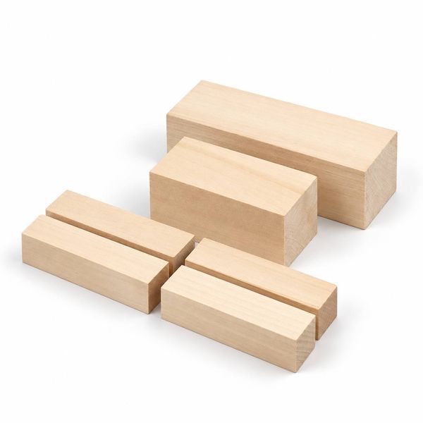 Optimal Wood Carving Block Set, 2.5&times;2.5&times;10 cm + 5&times;5&times;10 cm + 5&times;5&times;15 cm (6 pcs)