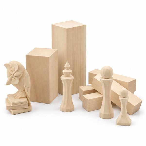 Optimal Wood Carving Block Set, 2.5&times;2.5&times;10 cm + 5&times;5&times;10 cm + 5&times;5&times;15 cm (6 pcs)