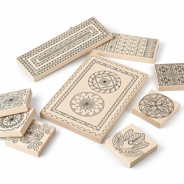 STRYI Basswood Practice Boards with Drawings Set of 9