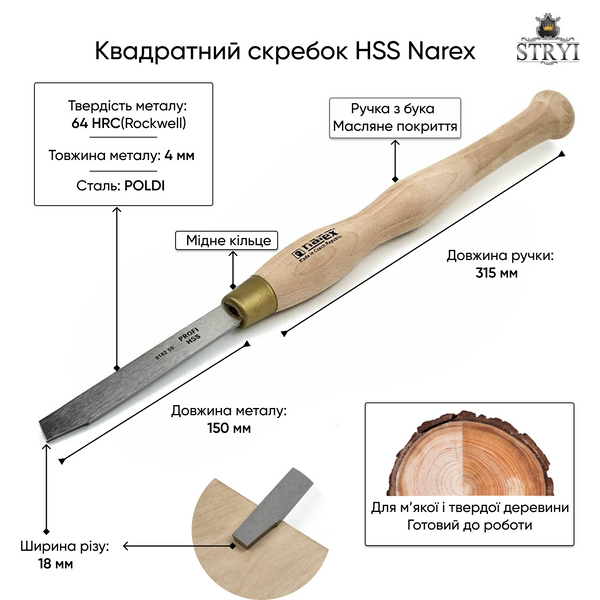 Квадратний скребок HSS Narex 818205 фото