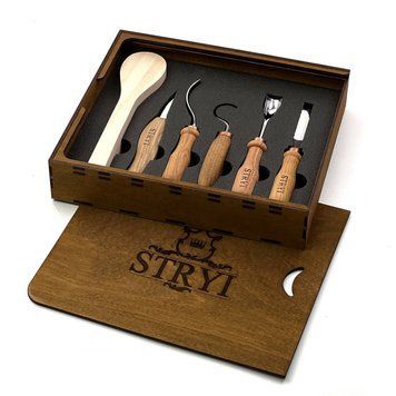Набір стамесок STRYI Profi для вирізавання ложки, кукси та інших виробів із дерева 505001 фото