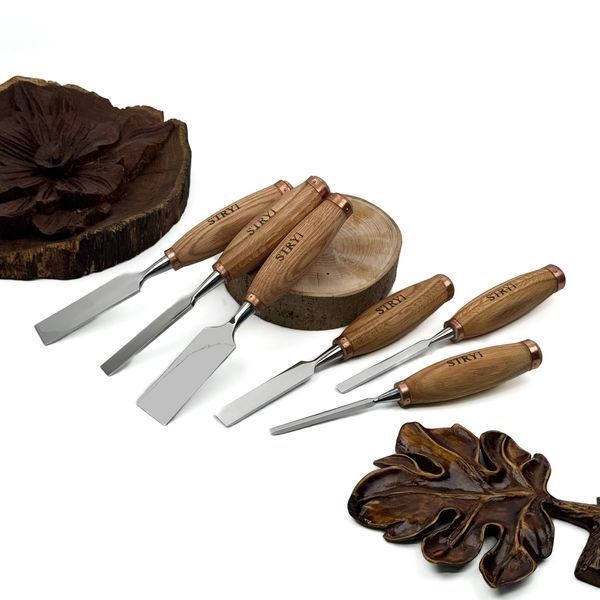 Carpentry bench chisels STRYI Profi, set of 6 pcs