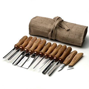 Gouge set STRYI Profi for artistic wood carving, 12 pcs