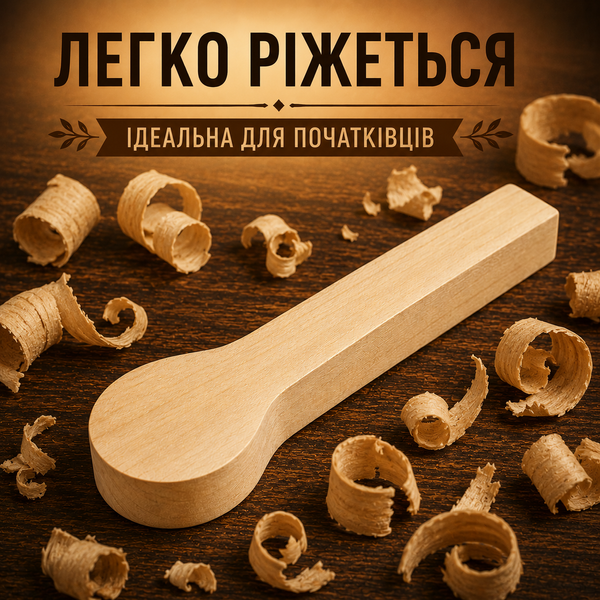 Basswood spoon blank STRYI for carving, 255&times;60&times;35 mm