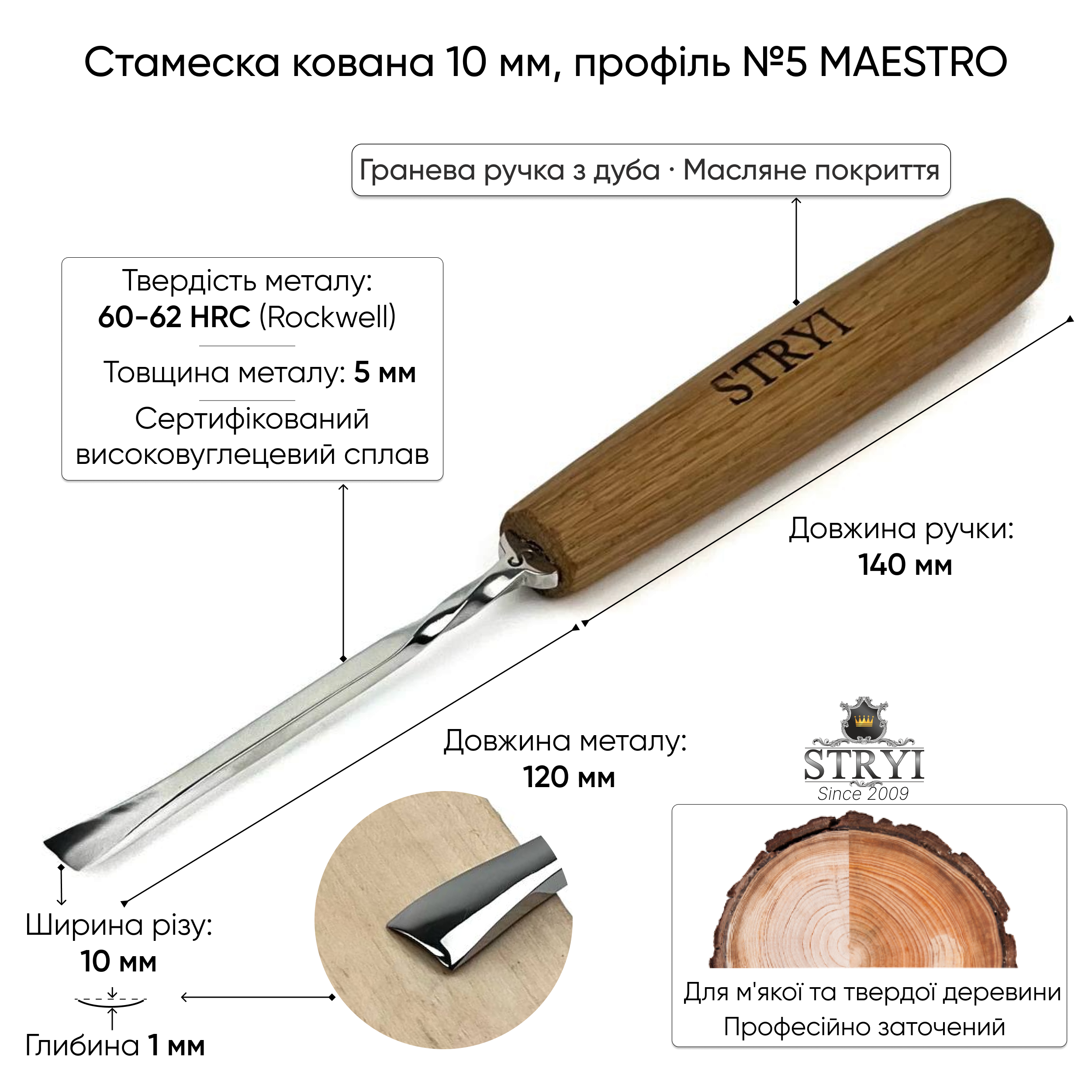 Кована стамеска Рибячий хвіст