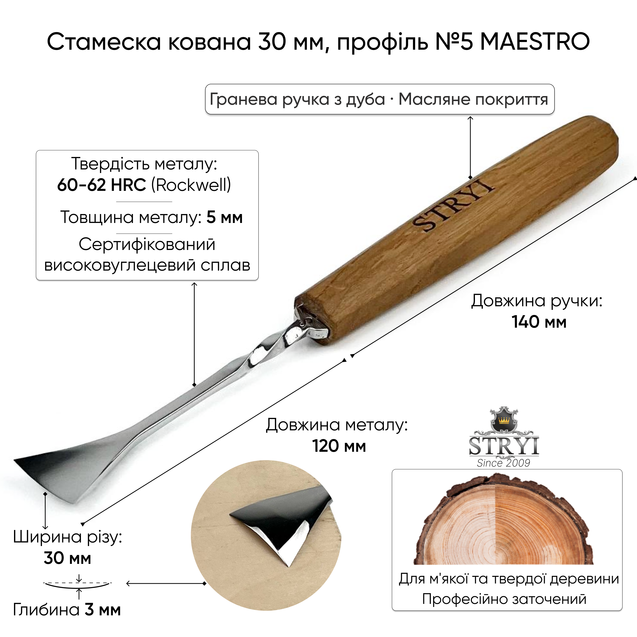 стамеска кованая отлогая