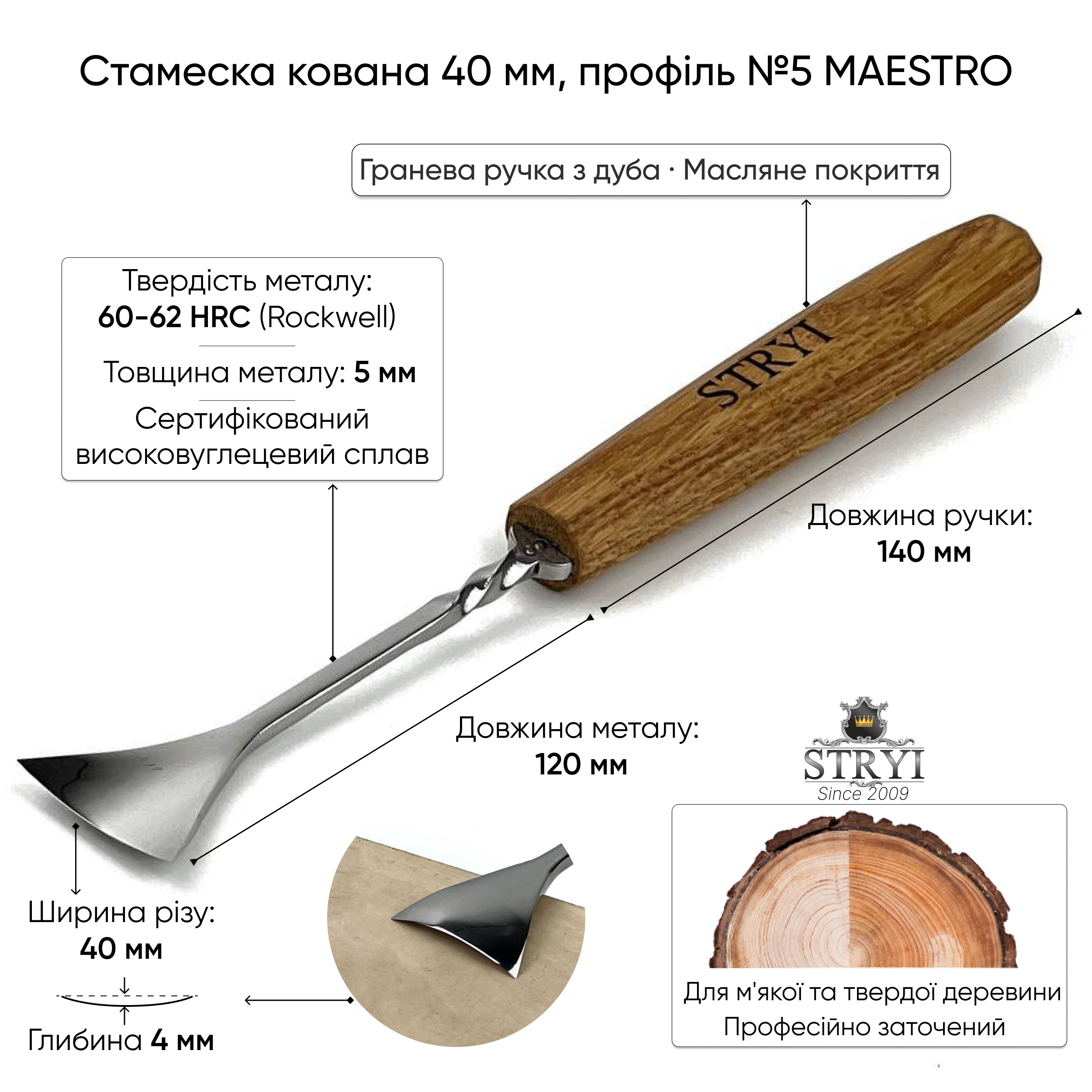 стамеска кованая отлогая